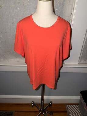 Athleta Renew Ribbed Short Sleeve Tee in Calypso Coral Size 3X